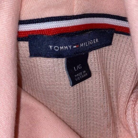 Tommy Hilfiger Women Pink Zippered Fold-over Neck Sweater Size L - Picture 10 of 10
